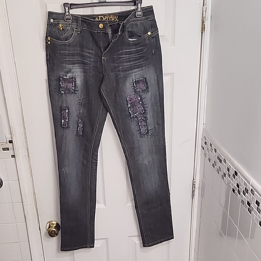 Dereon Y2K Black Embellished Skinny Jeans Size 11/12
